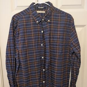 Blue and Brown Plaid Button-Down Shirt